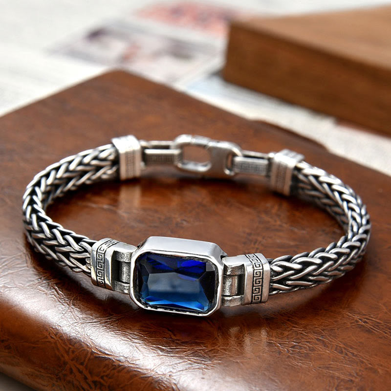 Buddha Stones Retro Blue Acrylic Dragon Keel Braided Design Healing Wealth Buckle Bracelet Bracelet BS 2