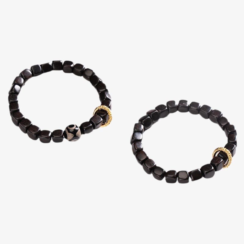 Buddha Stones Tibetan Ebony Wood Dzi Bead Balance Calm Bracelet Bracelet BS 13