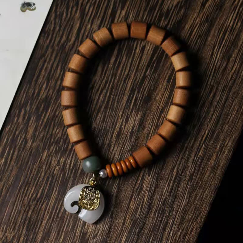 Buddha Stones Sandalwood Jade Elephant Protection Bracelet Bracelet BS 12