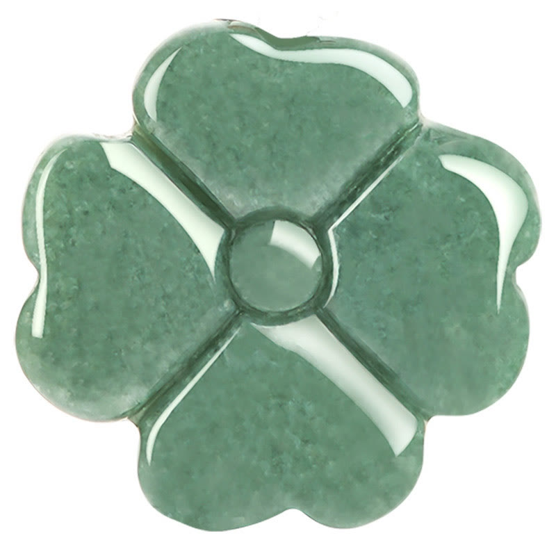 Buddha Stones Natural Lucky Four Leaf Clover Jade Prosperity Necklace Pendant Necklaces & Pendants BS 11