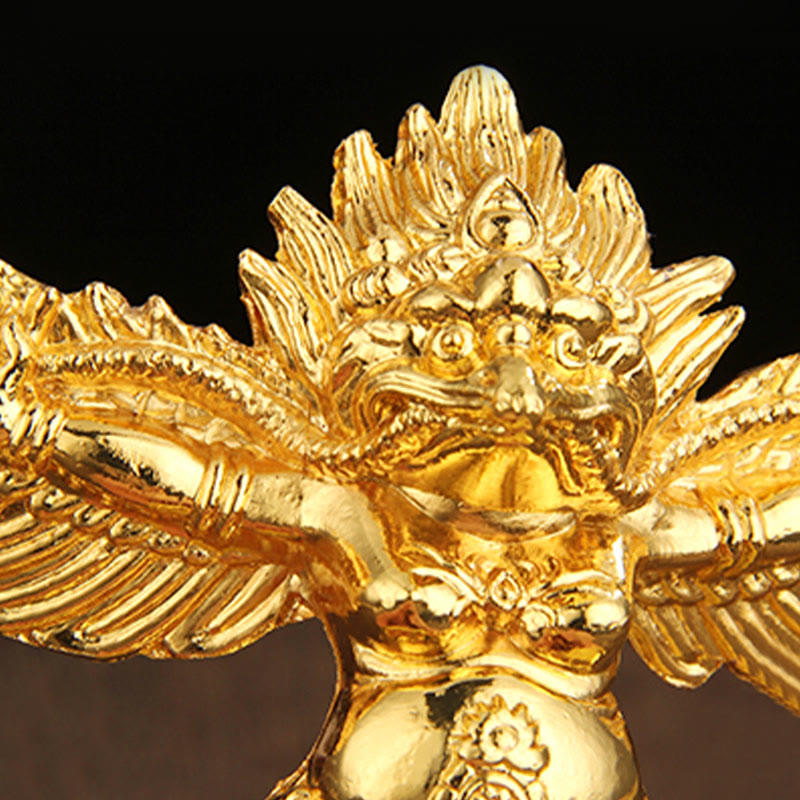 Buddha Stones Tibetan Gold Garuda Bird Alloy Protection Home Decoration Decorations BS 11