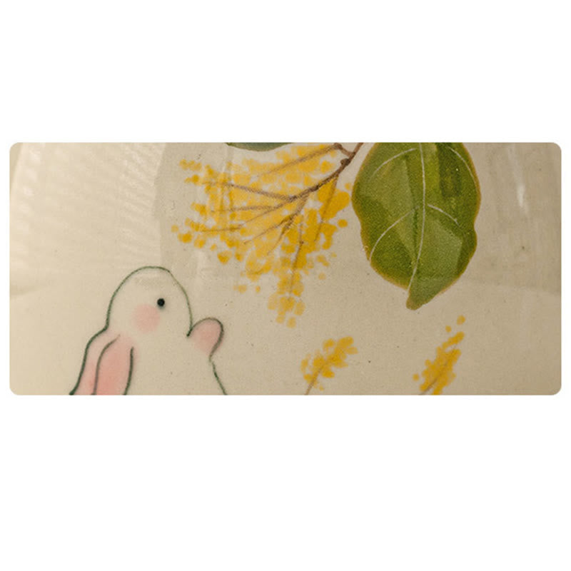Buddha Stones Hand Painted Small Osmanthus Rabbit Ceramic Teacup Kung Fu Tea Cup 40ml Cup BS 7