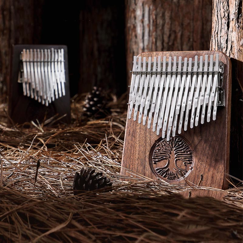 Buddha Stones Kalimba 34 Keys Thumb Piano Tree of Life Design Portable Finger Marimba Piano 9