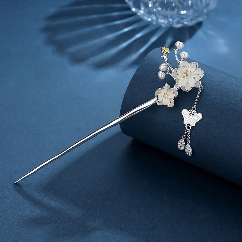 Buddha Stones Plum Blossom Butterfly Love Freedom Tassel Hairpin Hairpin BS Feng Shui Butterfly (Love ♥ Freedom)