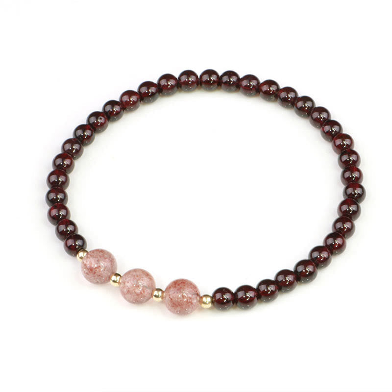 Buddha Stones Natural Garnet Strawberry Quartz Calm Bracelet Bracelet BS 9