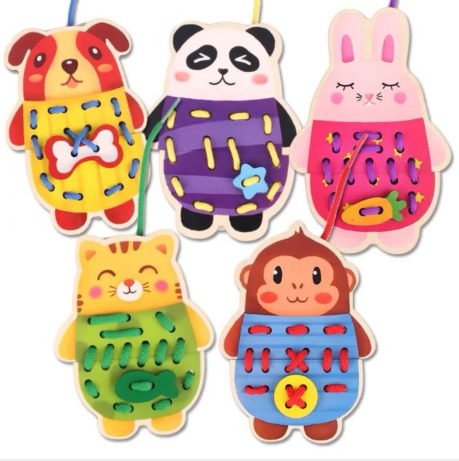 Wooden Animal Threading Game – Fine Motor and Hand-Eye Coordination Toy