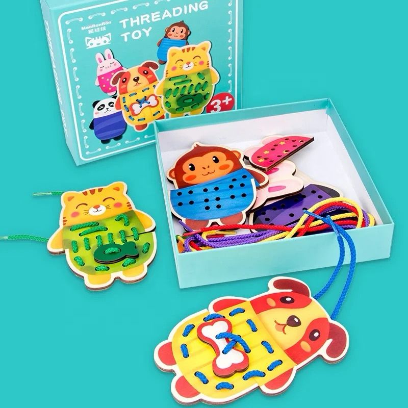 Wooden Animal Threading Game – Fine Motor and Hand-Eye Coordination Toy
