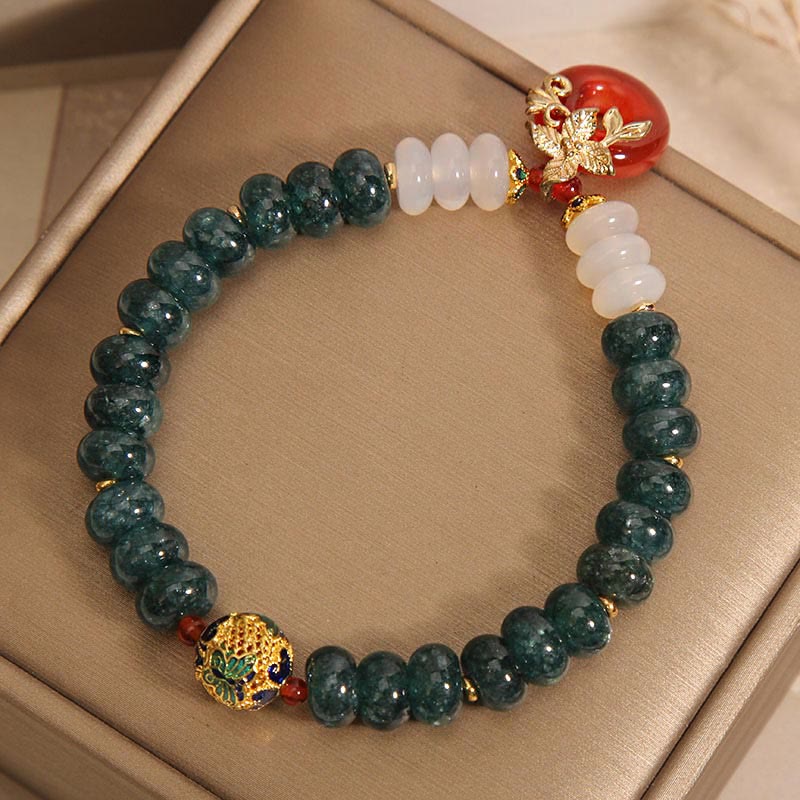 Buddha Stones Jade White Agate Red Agate Peace Buckle Abacus Beads Luck Bracelet Bracelet BS 6