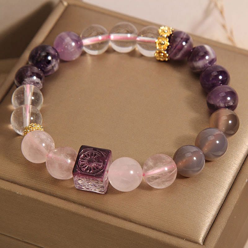 Buddha Stones Natural Amethyst Pink Crystal Inner Peace And Healing Bracelet Bracelet BS 1