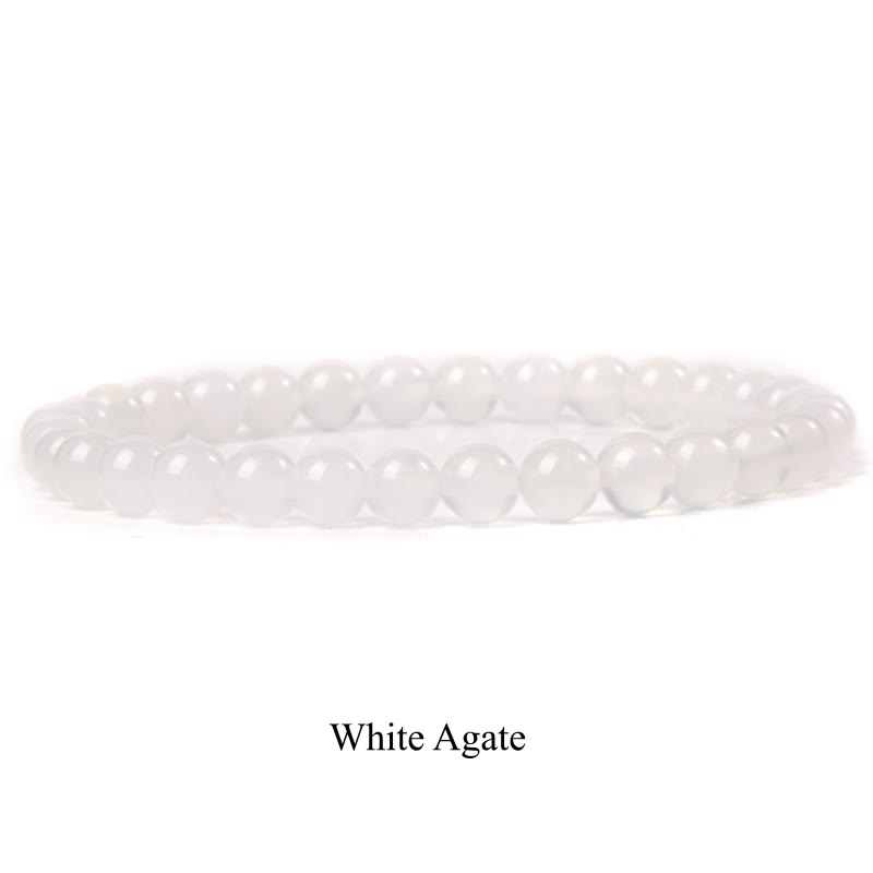 Buddha Stones Natural Stone Quartz Healing Beads Bracelet Bracelet BS 8mm White Agate