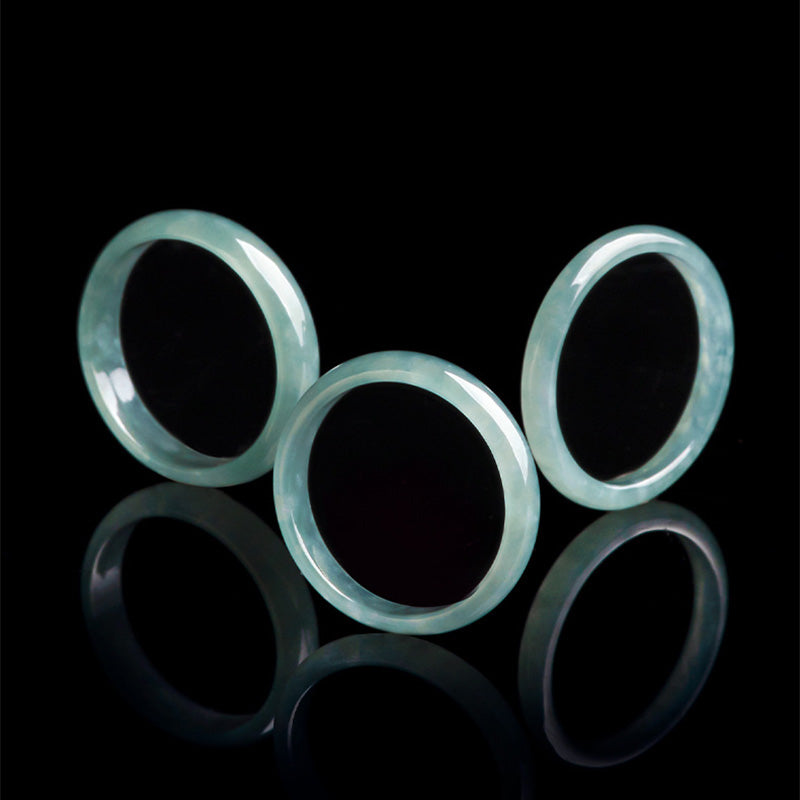 Buddha Stones Natural Jade Prosperity Protection Ring Ring BS 5