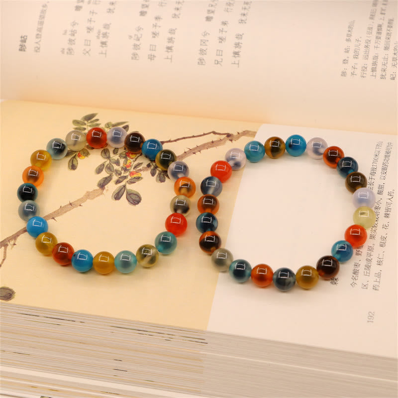 Buddha Stones Colorful Candy Agate Healing Strength Bead Bracelet Bracelet BS 14