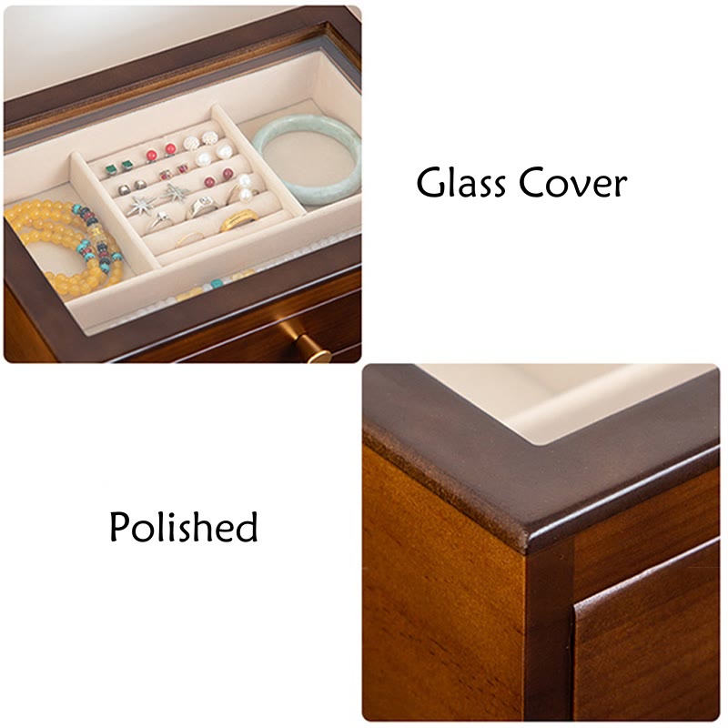 Buddha Stones Retro Solid Wood Jewelry Box Jewelry Storage Box With Drawer Jewelry Box BS 23