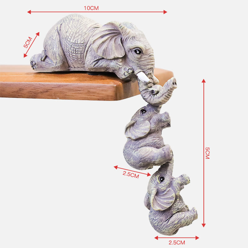 Buddha Stones 3pcs Feng Shui Elephant Sitter Figurines Wealth Figurine Home Decoration Decorations BS 2