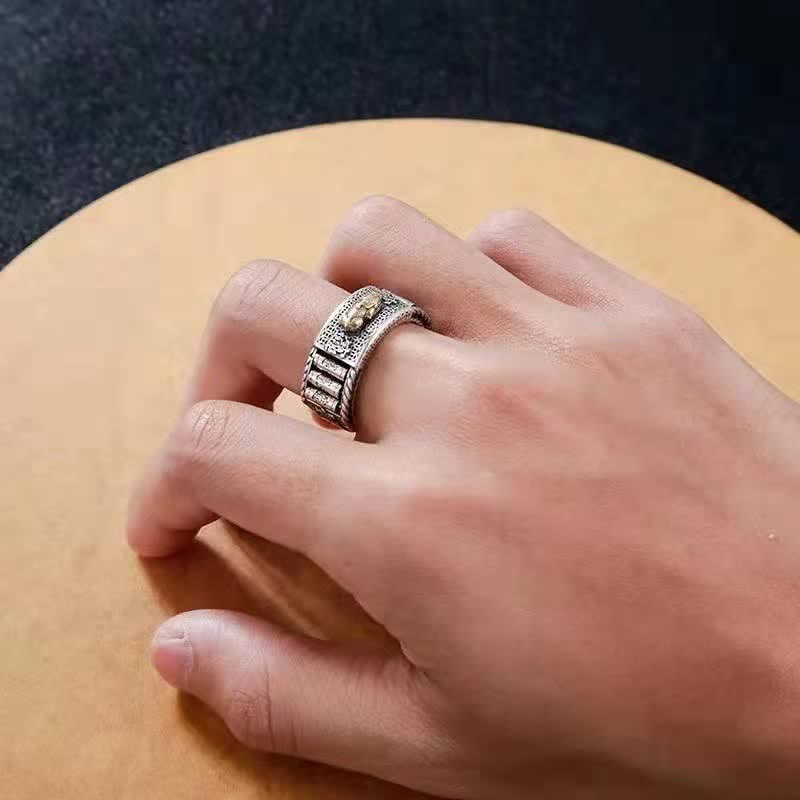 Buddha Stones Lucky FengShui PiXiu Wealth Prayer Wheels Couple Ring - image 2