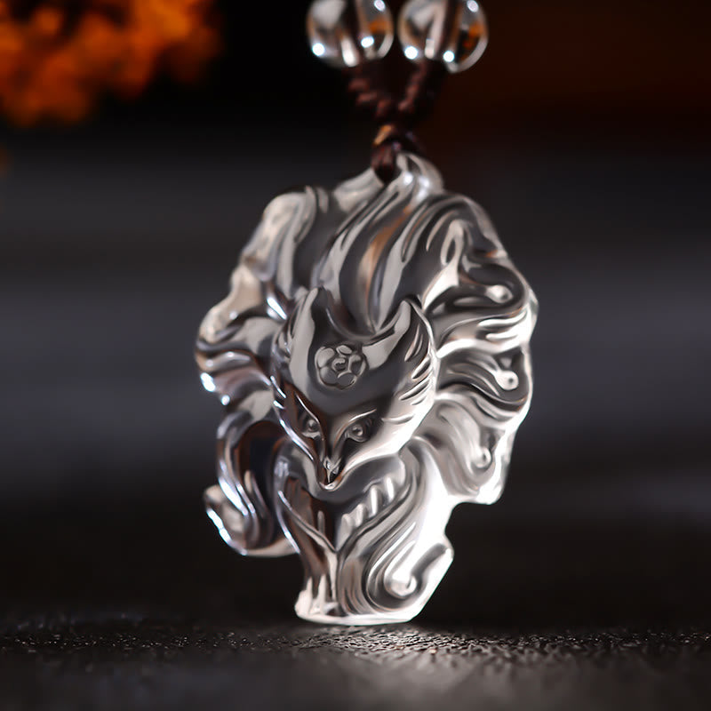 Buddha Stones Natural Amethyst White Crystal Citrine Nine Tailed Fox Luck Necklace Pendant Necklaces & Pendants BS White Crystal(Protection♥Healing) Nine Tailed Fox