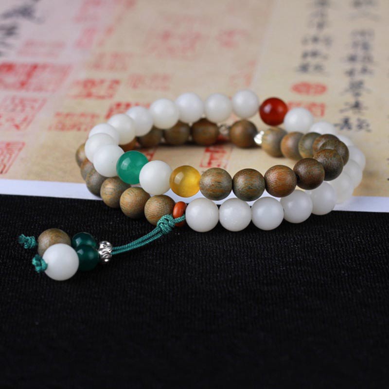 Buddha Stones Green Sandalwood Bodhi Seed Wake Up Luck Bracelet Bracelet BS 2