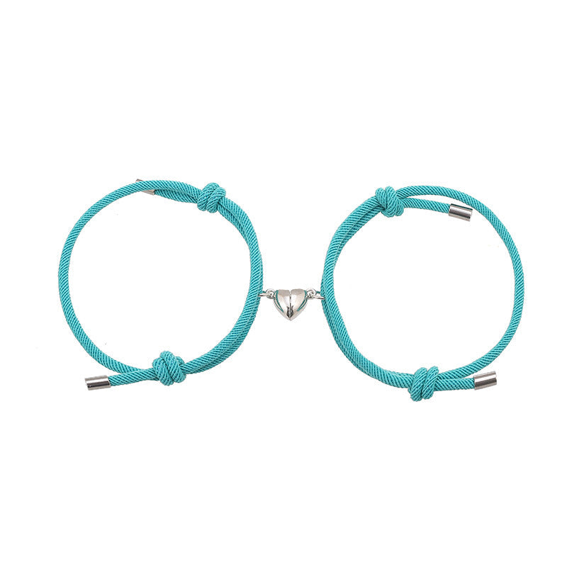 2Pcs Love Magnetic Couple String Strength Bracelet Bracelet BS MediumTurquoise