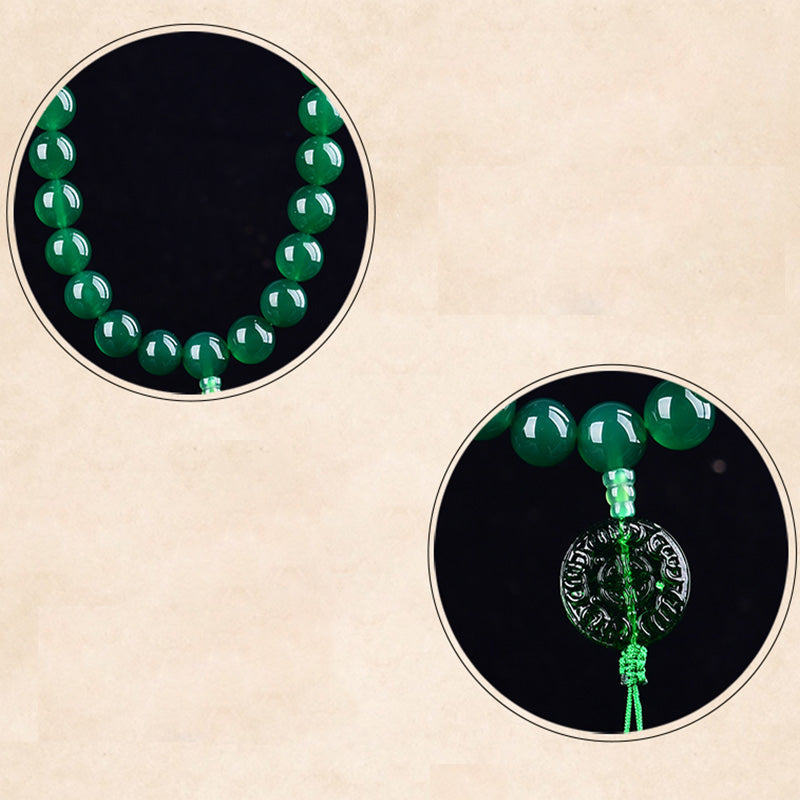 Buddha Stones Natural Green Agate Wrist Mala Manifestation Pocket Mala Car Decoration Wrist Mala&Decorations BS 6