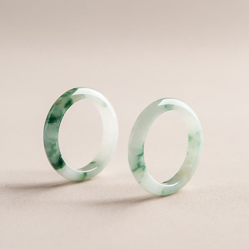 Buddha Stones Natural Green Jade Luck Abundance Ring Ring BS 8