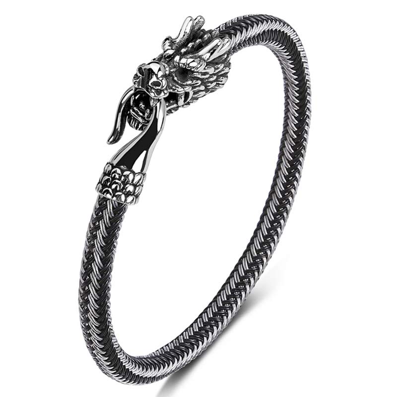 Buddha Stones Dragon Titanium Steel Protection Luck Bracelet Bracelet BS 28