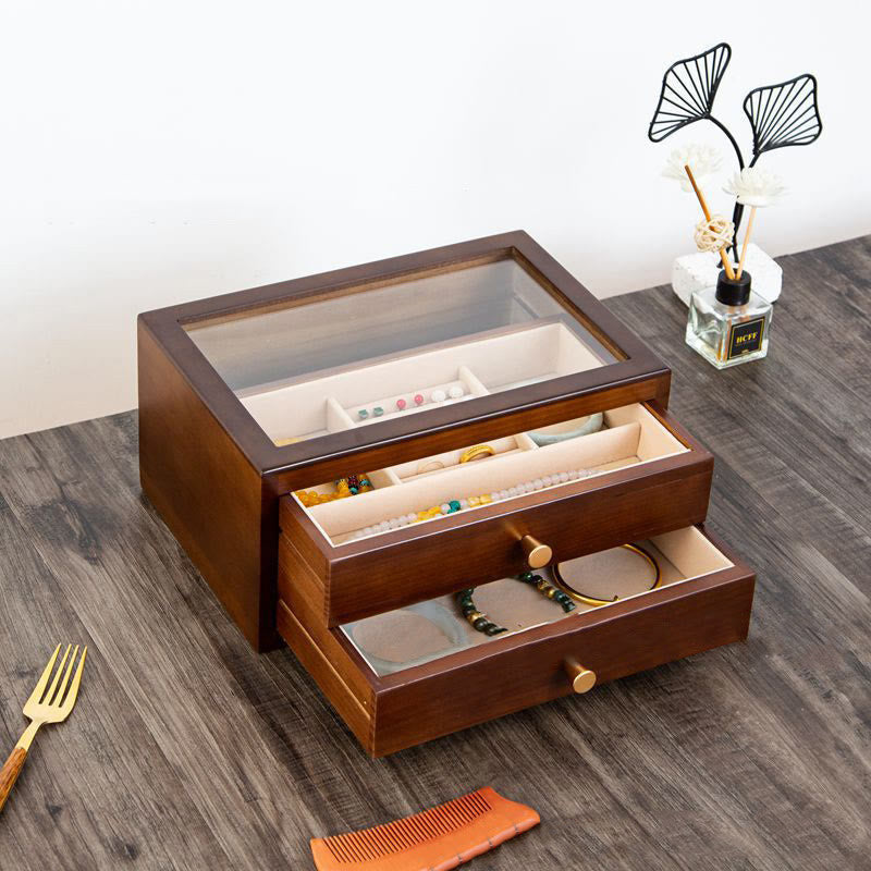 Buddha Stones Retro Solid Wood Jewelry Box Jewelry Storage Box With Drawer Jewelry Box BS 6