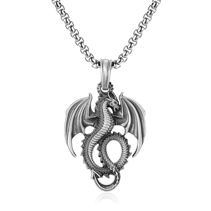 Buddha Stones Pure Tin Dragon Luck Success Necklace Pendant Necklaces & Pendants BS Dragon Pendant&Common Chain