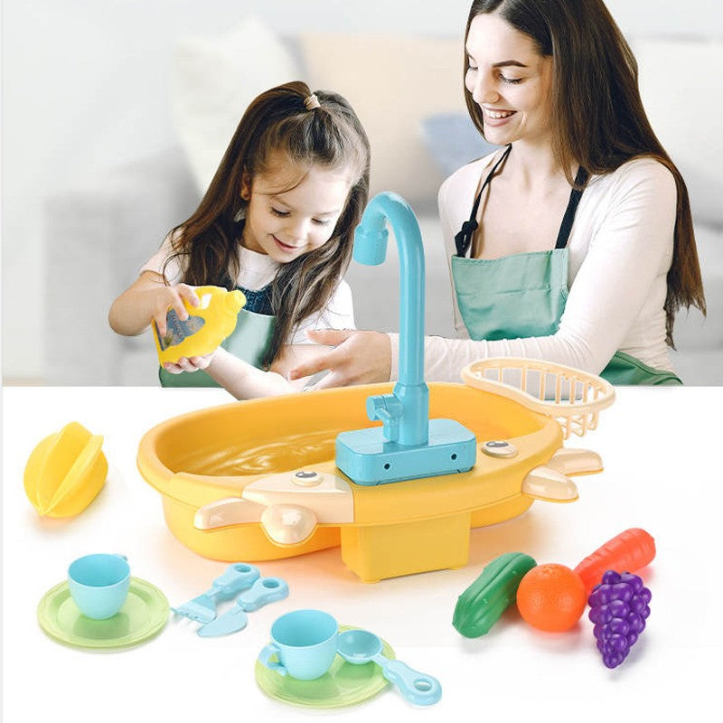 Fidtoy Kids Kitchen Sink Playset with Running Water – Pretend Play Washing Toy for Toddlers