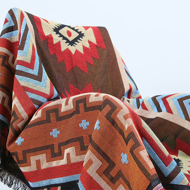 Buddha Stones Tibetan Geometric Hand-Dyed Craftsman Blanket Blanket BS 2