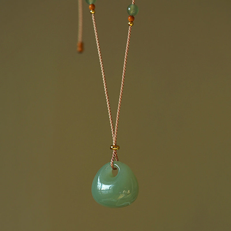 Buddha Stones Natural Jade Luck Prosperity Necklace Pendant (Random Color) Necklaces & Pendants BS Jade (Prosperity ♥ Abundance)