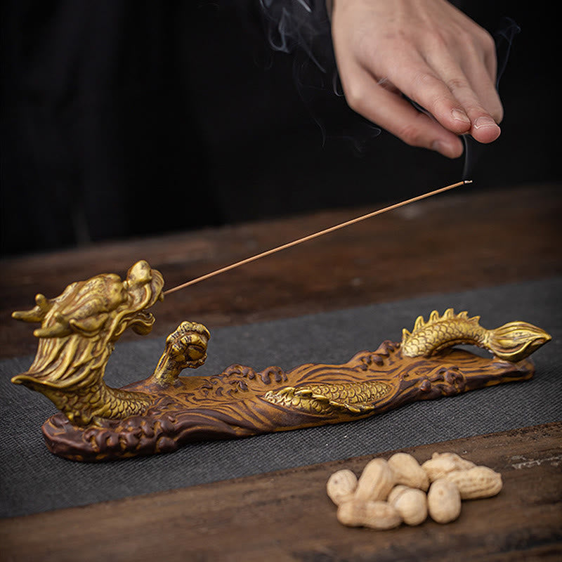 Buddha Stones Dragon Protection Ceramic Stick Incense Burner Decoration Incense Burner BS 7