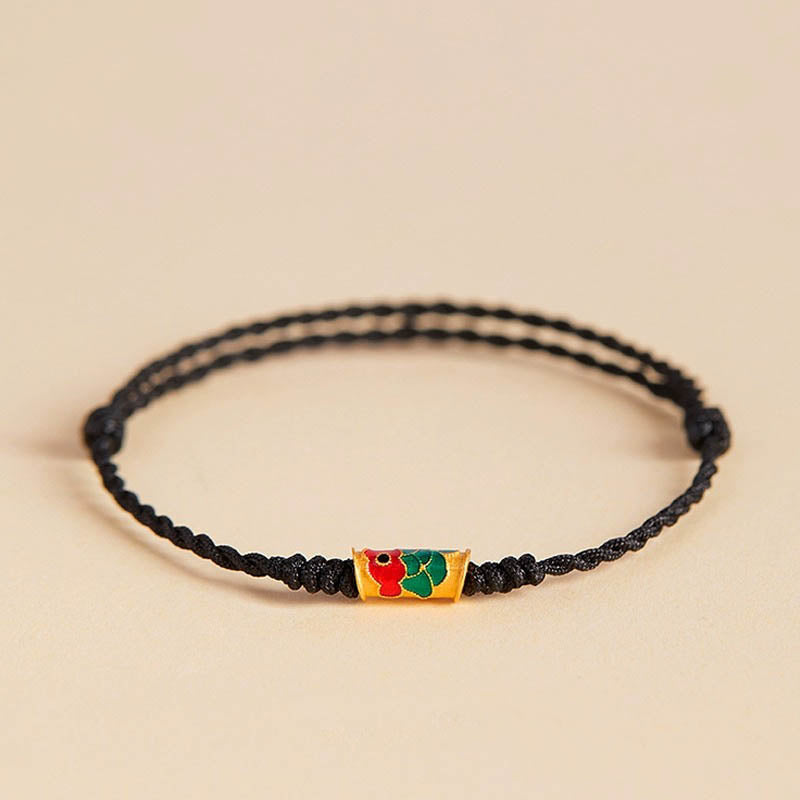 Buddha Stones Handcrafted Koi Fish Wealth Prosperity Braided Rope Bracelet Bracelet BS Black(Wrist Circumference 14-17.5cm) Simple Version