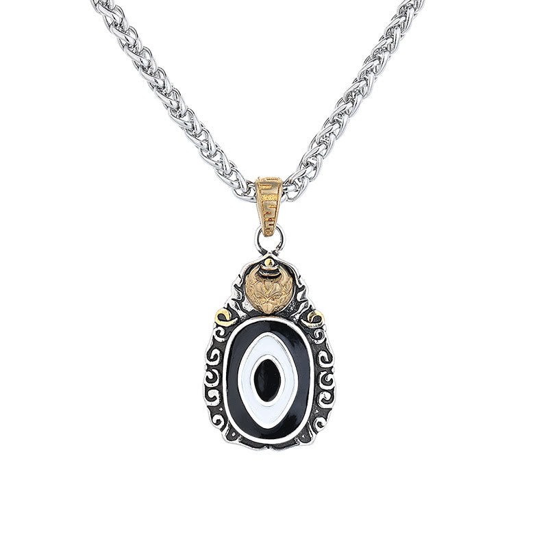 Buddha Stones Tibet Dzi Bead Garuda Pattern Copper Metal Wealth Necklace Pendant Necklaces & Pendants BS 1