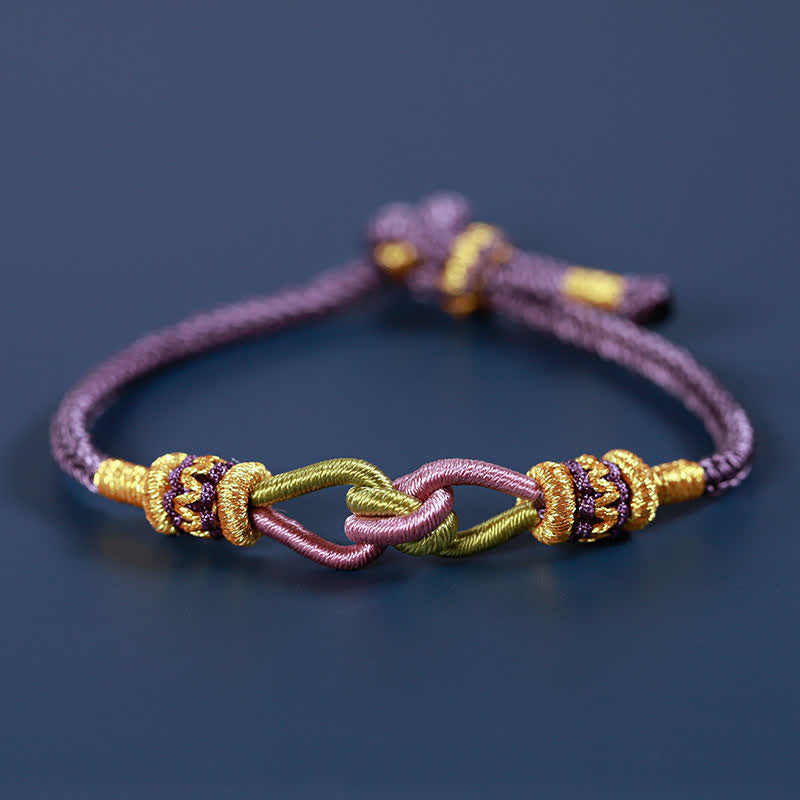 Buddha Stones Handmade Knotting Faith Strength Braid String Bracelet Bracelet BS Purple 18cm