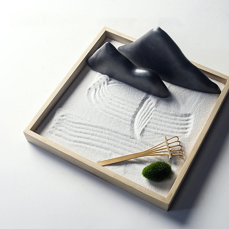 Buddha Stones Rocks Landscape Meditation Enlightenment Zen Garden Decoration Decorations BS Black One Grass