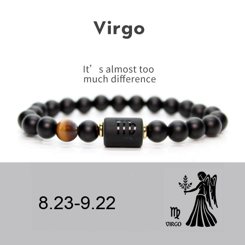 Buddha Stones 12 Constellations of the Zodiac Black Onyx Adjustable Bracelet Bracelet BS Virgo