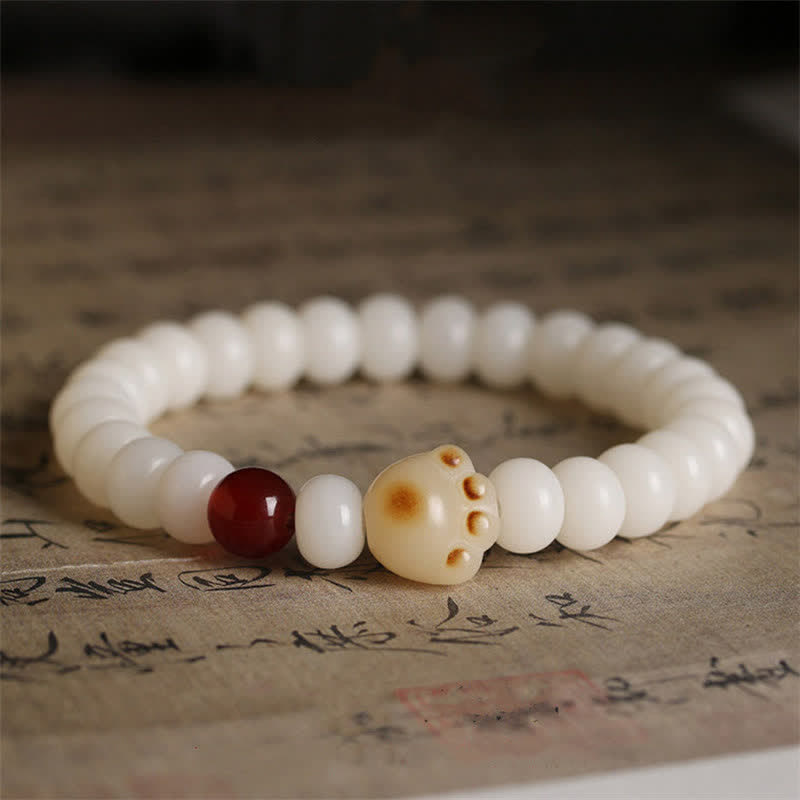 Buddha Stones Natural Bodhi Seed Lovely Paw Lucky Cat Bracelet Bracelet BS main