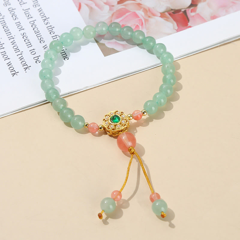 Buddha Stones Green Aventurine Luck Bead Tassel Bracelet Bracelet BS 1
