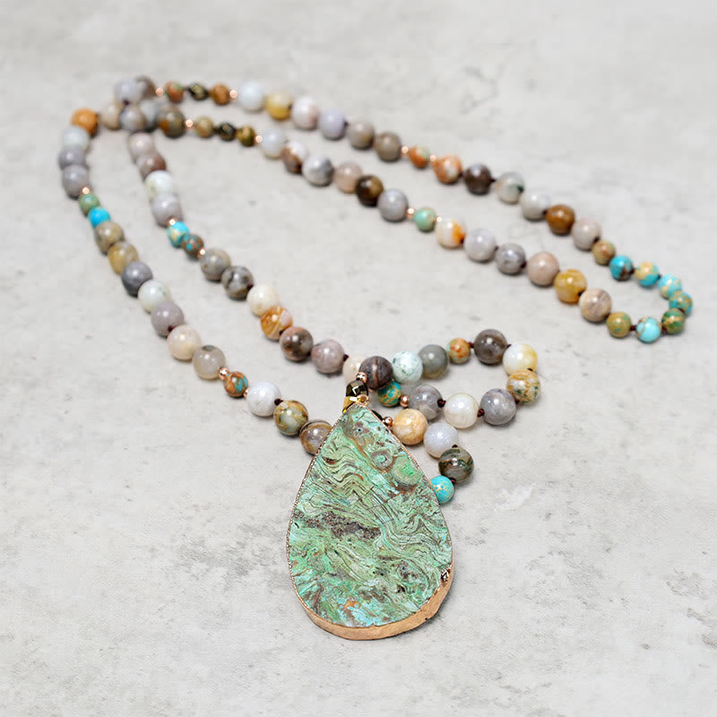Buddha Stones Natural Ocean Picasso Jasper Beaded Healing Neckace Bracelet BS 5
