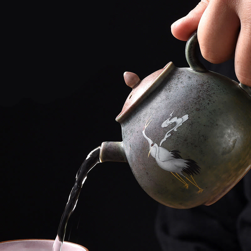 Buddha Stones White Crane Cloud Chinese Gongfu Tea Ceramic Kung Fu Teapot Teapot BS 9