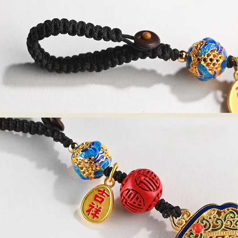 Buddha Stones Fu Character Blessing Ruyi Charm Key Chain Key Chain BS 7