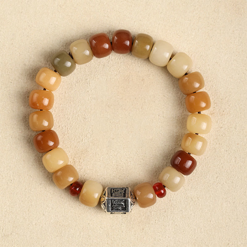 Buddha Stones Natural Bodhi Seed The Lord of the Corpse Forest Om Mani Padme Hum Wisdom Bracelet Bracelet BS Bodhi Seed&Smooth Character Bead