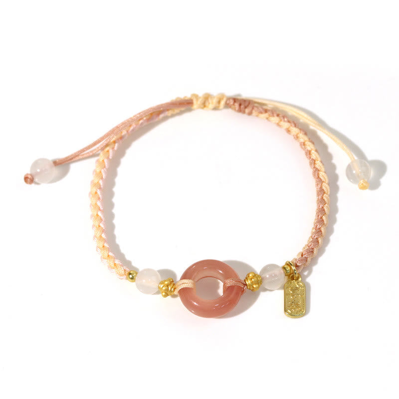 Buddha Stones Peace And Joy Agate Peace Buckle Auspicious Handmade Braided Bracelet Bracelet BS 8