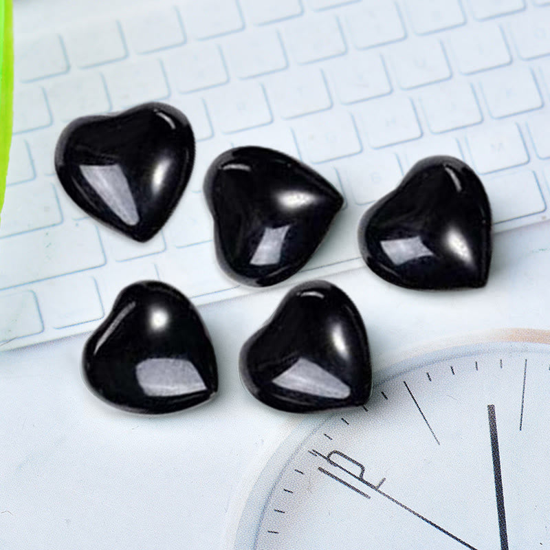 Buddha Stones Natural Amethyst Tiger's Eye Stone Love Decoration Decoration BS Black Onyx*5pcs
