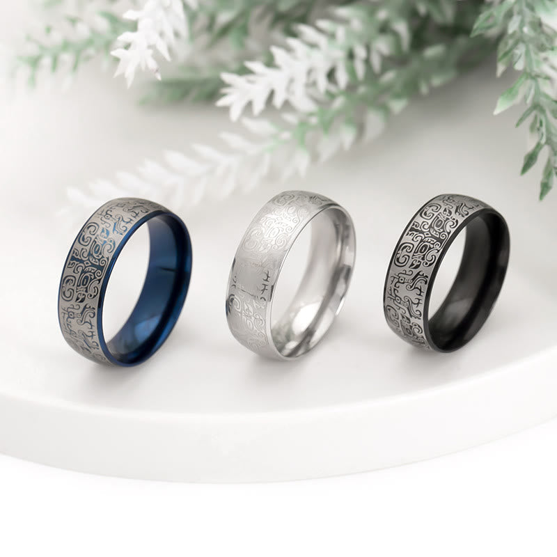Buddha Stones Lucky Mythological Creature Taotie Wealth Titanium Steel Ring Ring BS 1