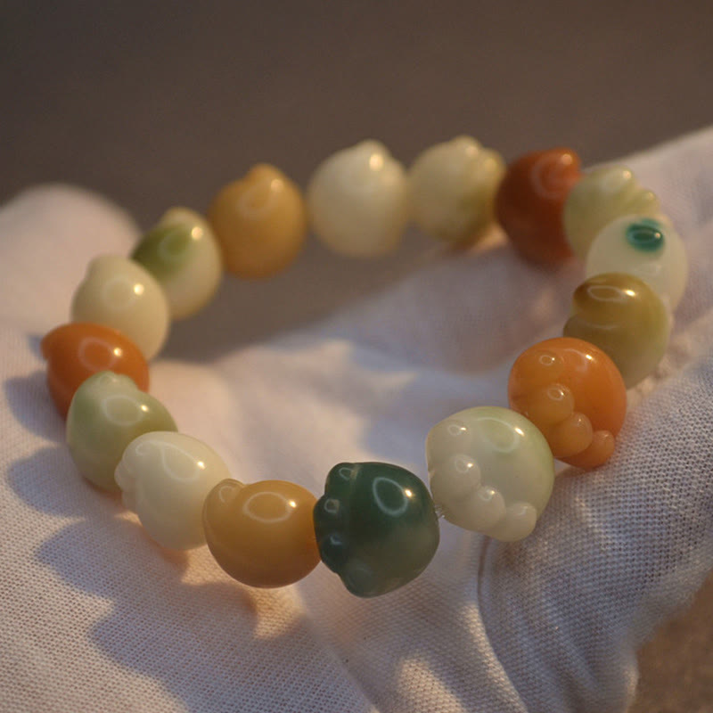 Buddha Stones Multilayered Bodhi Seed Cute Cat Paw Calm Harmony Bracelet Bracelet BS 2
