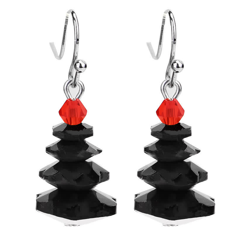 Buddha Stones Various Crystals Christmas Tree Amethyst Peace Healing Drop Earrings Earrings BS Black
