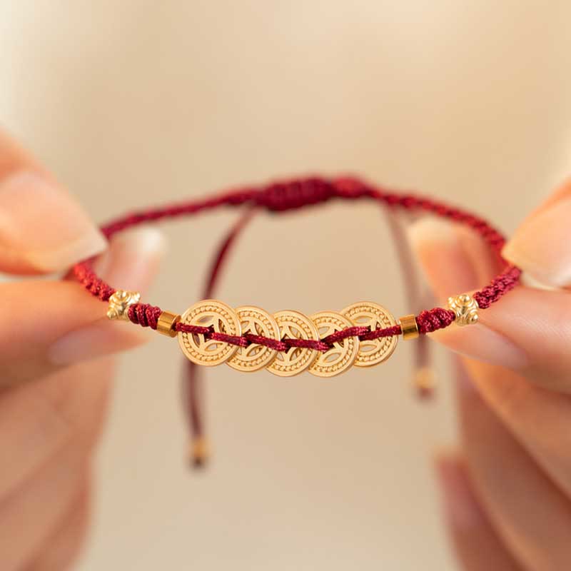 Buddha Stones Copper Coin Fortune Tree Luck Strength Braided Bracelet Bracelet BS 2