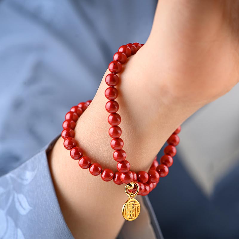 Buddha Stones Tibetan Cinnabar Green Aventurine Luck Bracelet Necklace Bracelet BS 5