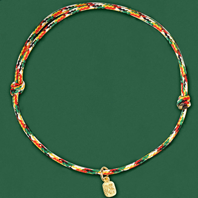 Buddha Stones Auspicious Fu Character Peace And Joy Luck Handmade Multicolored Child Adult Bracelet Bracelet BS 8